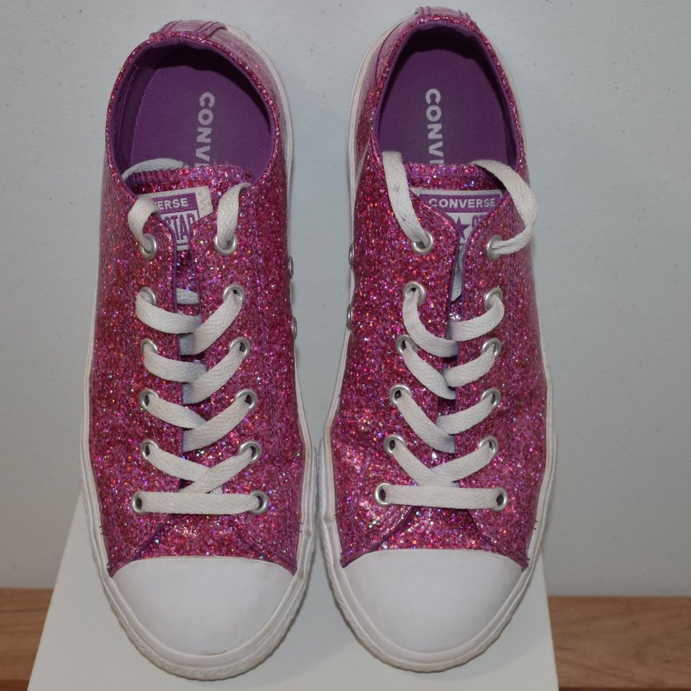 CONVERSE ALL STAR 662344C LOW TRAINER VIOLET GLITTER SNEAKER/SHOES~SZ 5 JUNIOR